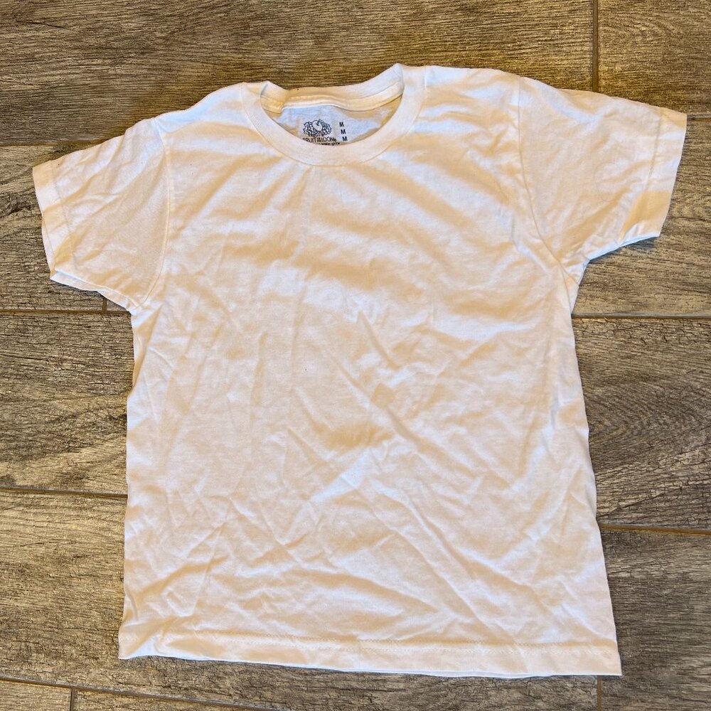 NWOT Fruit of the Loom‎ White Tee Shirt Youth Medium T-Shirt Cotton Short Sleeve